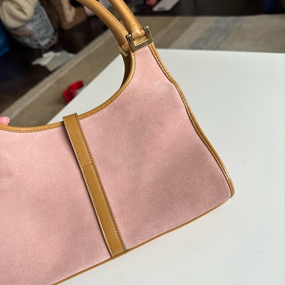 Vintage Y2K Gucci Bardot Jackie Purse Bag Pink Suede Blush Tan - Picture 8 of 15